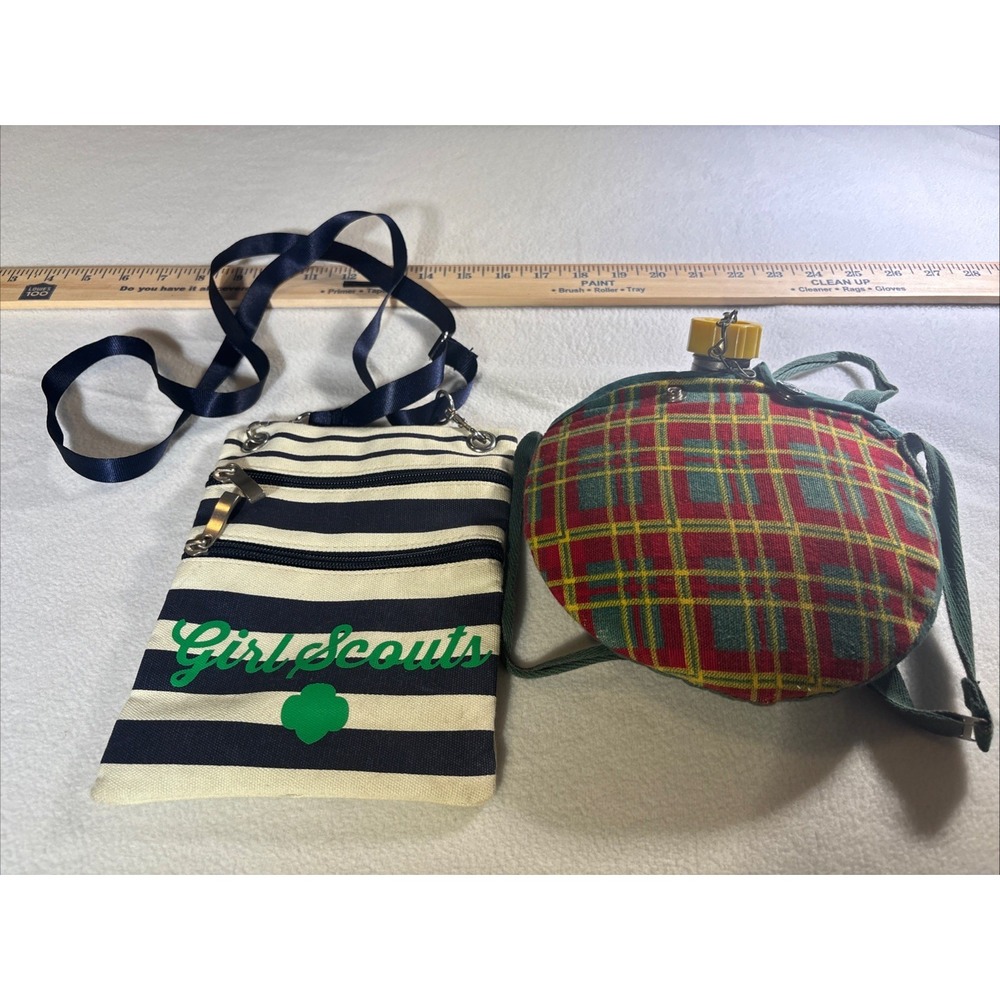 Vintage Official‎ Aluminum GIRL SCOUT CANTEEN Aluminum & Girl Scout Crossbody.